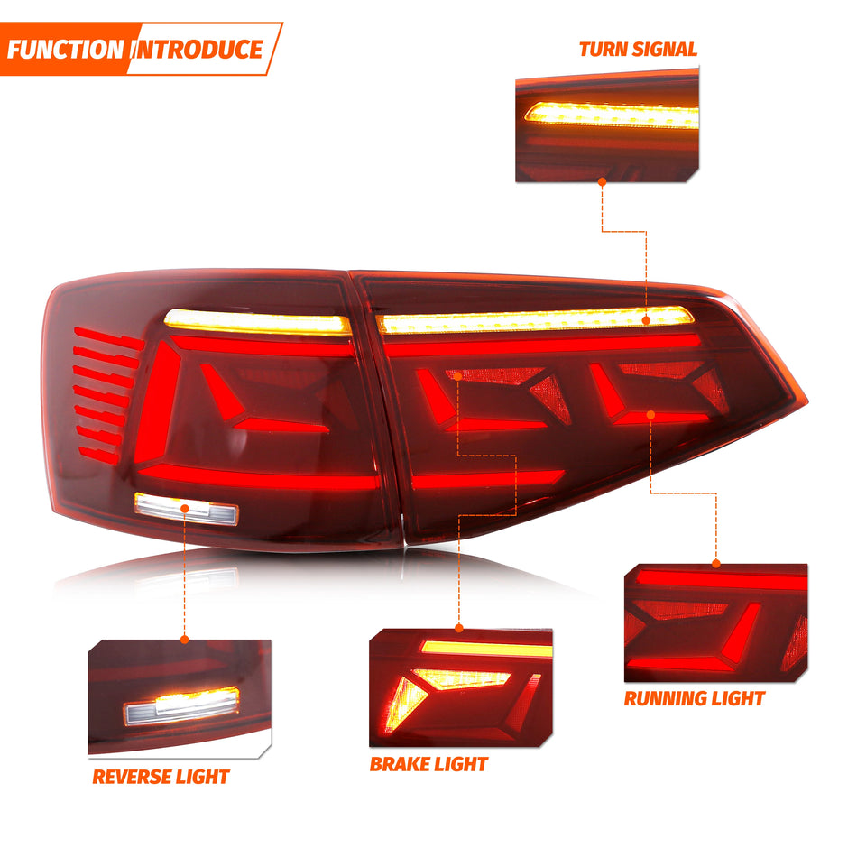 Lampy tylne LED do Volkswagen Jetta 2015 2018 GLI MK6 Dynamiczna animacja sekwencyjne kierunkowskazy czerwony tylny zespół lampy