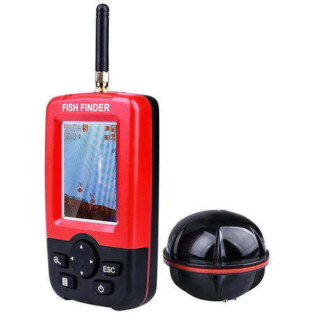 Portable Sonar Fish Finder - 100M Wireless Echo Sounder for Lake &amp; Sea Red