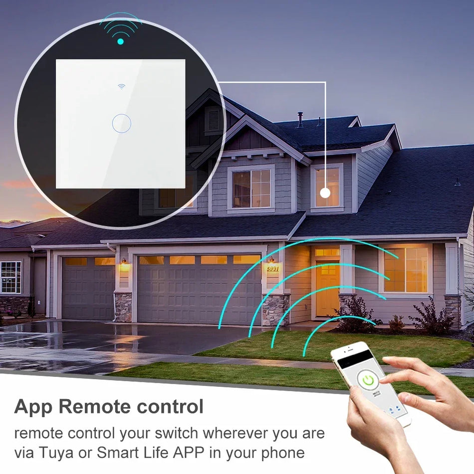 4-Gang WiFi Wall Light Switch Tuya Smart RF 433MHz 2/3-Way EU 220V No Neutral