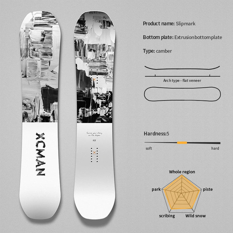 Retro Gray White Snowboard &ndash; All Round Beginner Snowboard appear 155cm / CHINA