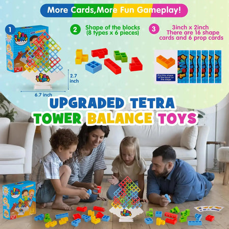 64PCS Tetra Tower Balance Blocks &ndash; Family Game Night