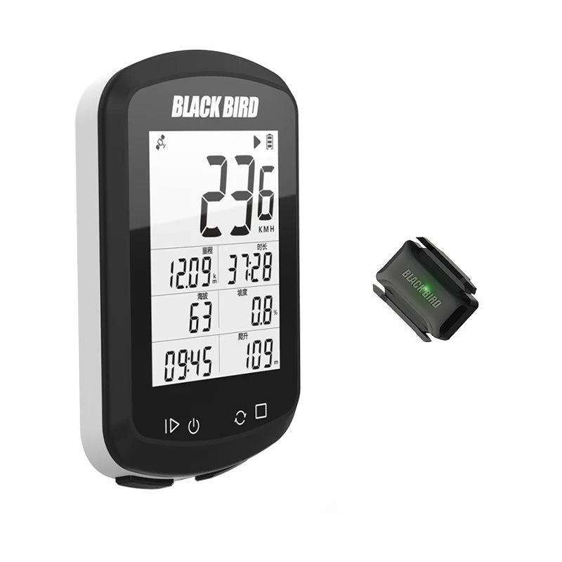 BLACKBIRD GPS Bike Computer BB18 &ndash; Wireless Waterproof Speedometer and Odometer White BB18 and CS1