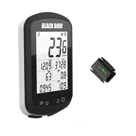 BLACKBIRD GPS Bike Computer BB18 &ndash; Wireless Waterproof Speedometer and Odometer White BB18 and CS1