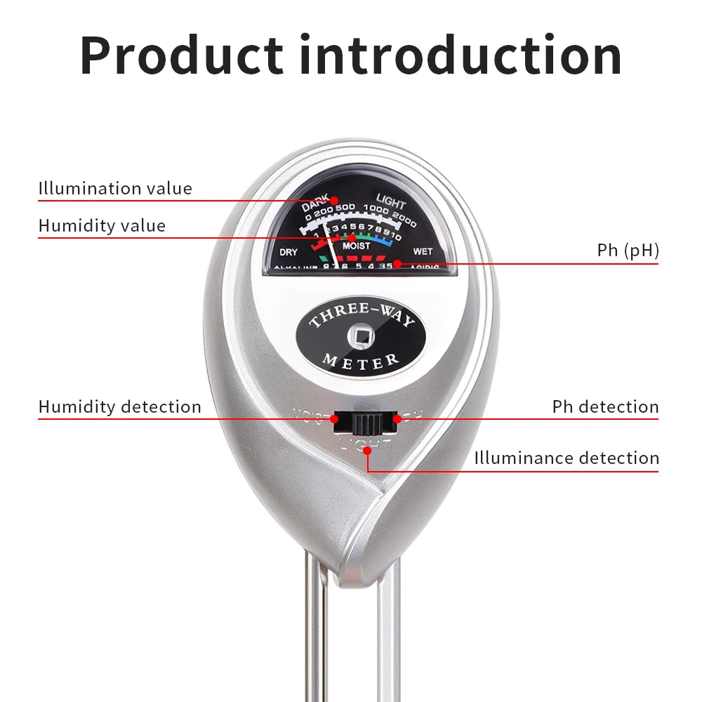 3 In 1 Soil Detector Humidity Sunlight PH Meter &ndash; Digital PH