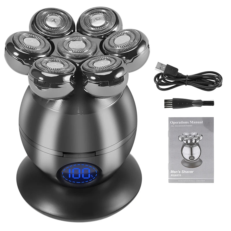 5-in-1 Waterproof Electric Head Shaver for Bald Men with Floating Cutter and Grooming Attachments Standard / CHINA