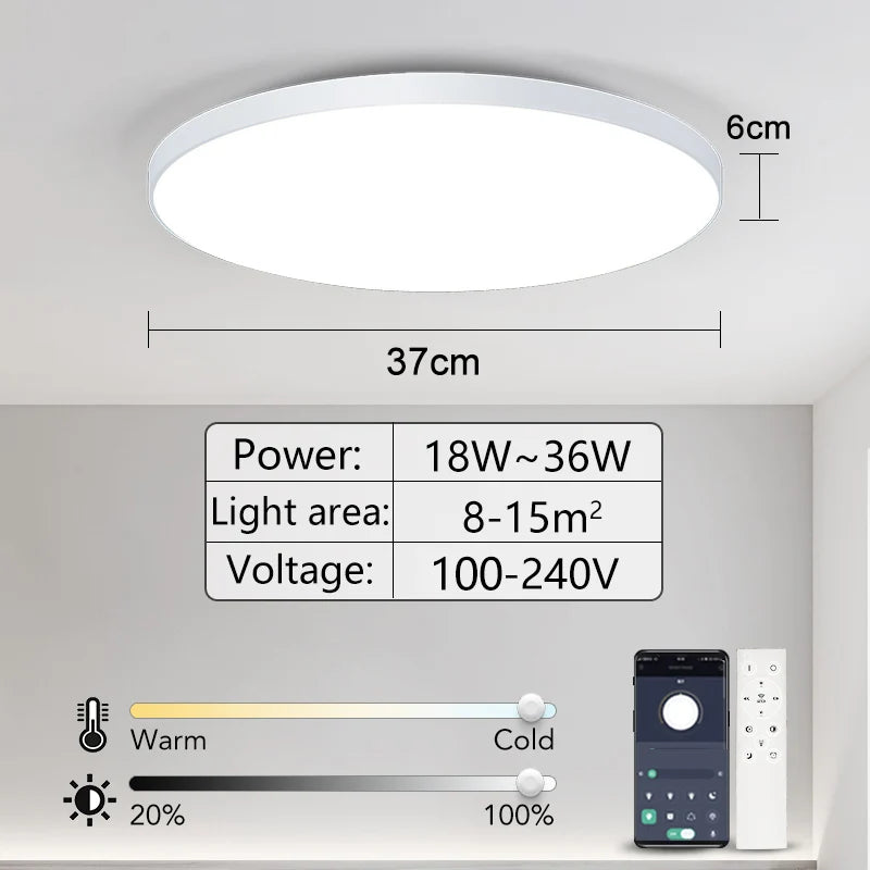 MARPOU Smart ceiling lamp led lamp for bedroom ceiling lights with Remote control Dimmable led lights for room Living room White 50W