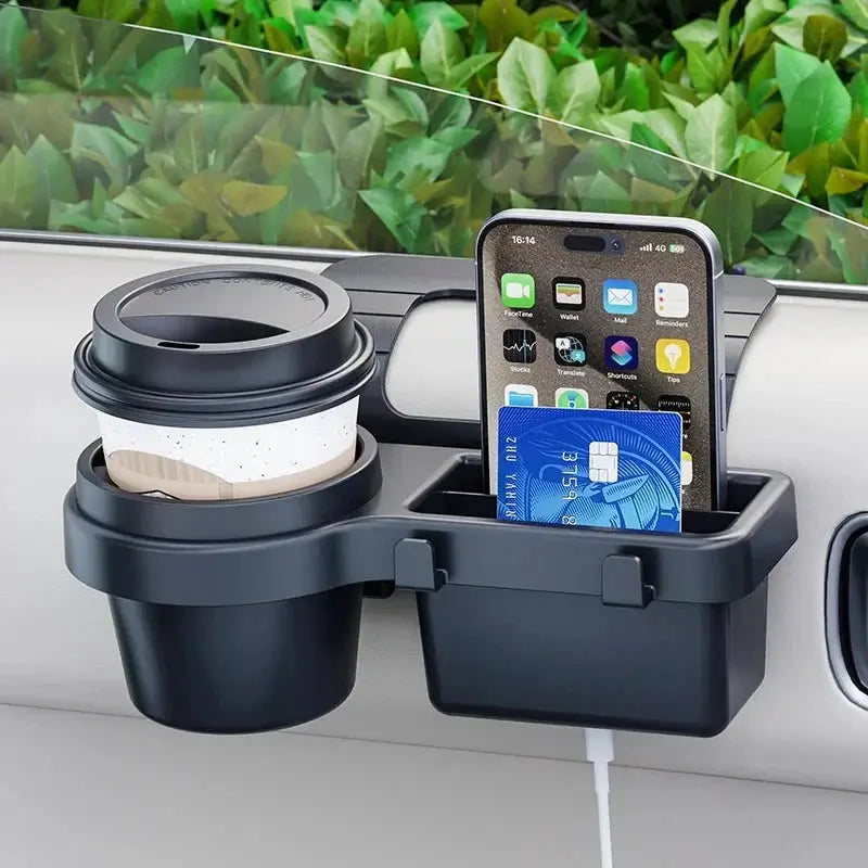 Car Cup Phone Holder Mount Tray for Side Door, ABS Plastic Organizer by InterCyprus Trading Ltd