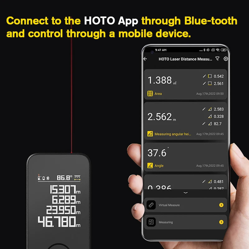 HOTO Smart Laser Measure Pro &ndash; Rechargeable Digital Laser Tape with LED Display