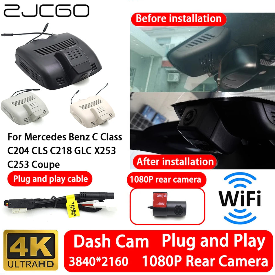 4K sprednja/zadnja Dash Cam z WiFi za Mercedes-Benz C204/C218/GLC X253