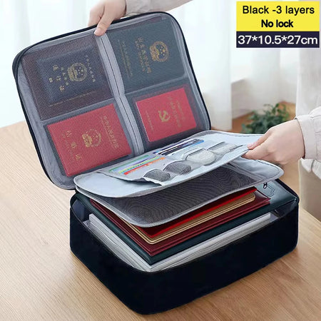 5-Layers Document Case With Lock File Organizer &ndash; Secure 3l withoutlock Black