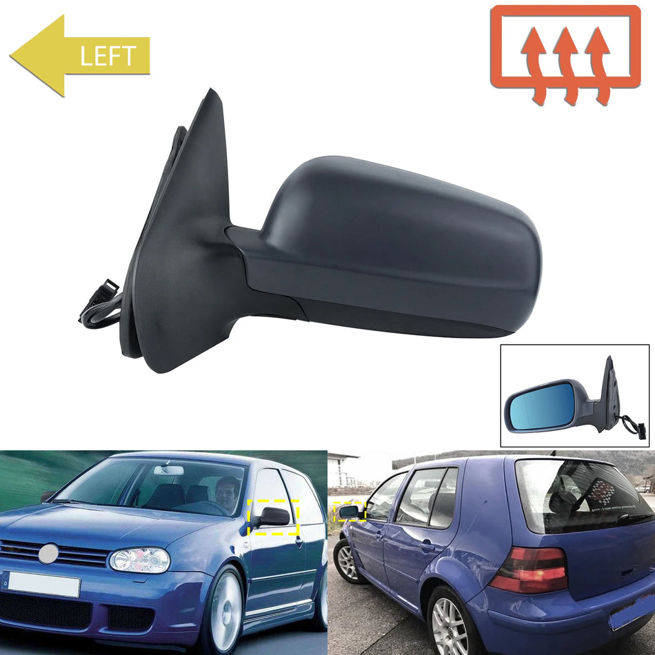 VW Golf Mk4 Door Wing Mirror Left Heated Electric Primed