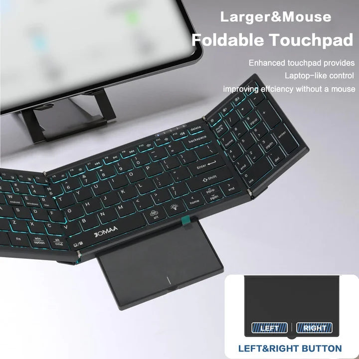 JOMAA Folding Keyboard - Touchpad Number Pad RGB Backlit Black / Portuguese layout