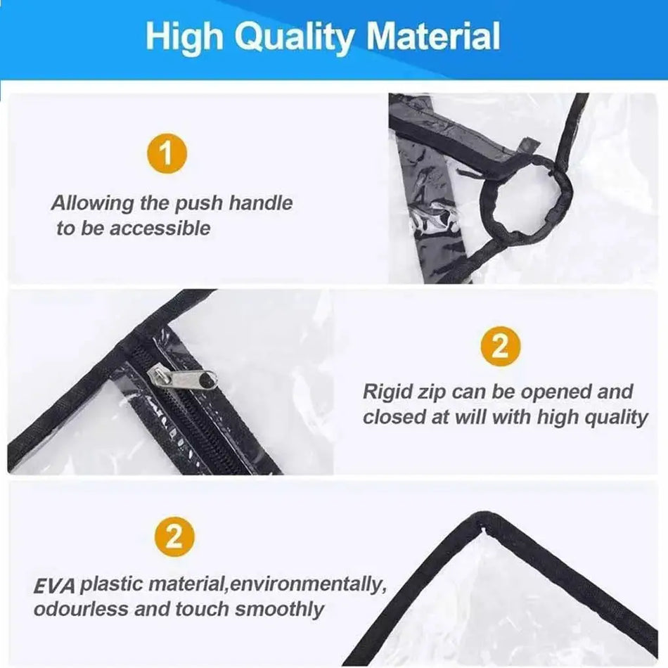 Outdoor Foldable Camper Trolley Rain Cover Transparent EVA Windproof Cover Dust Cover Raincoat Handcart 21" Universal Accessorie by InterCyprus Trading Ltd