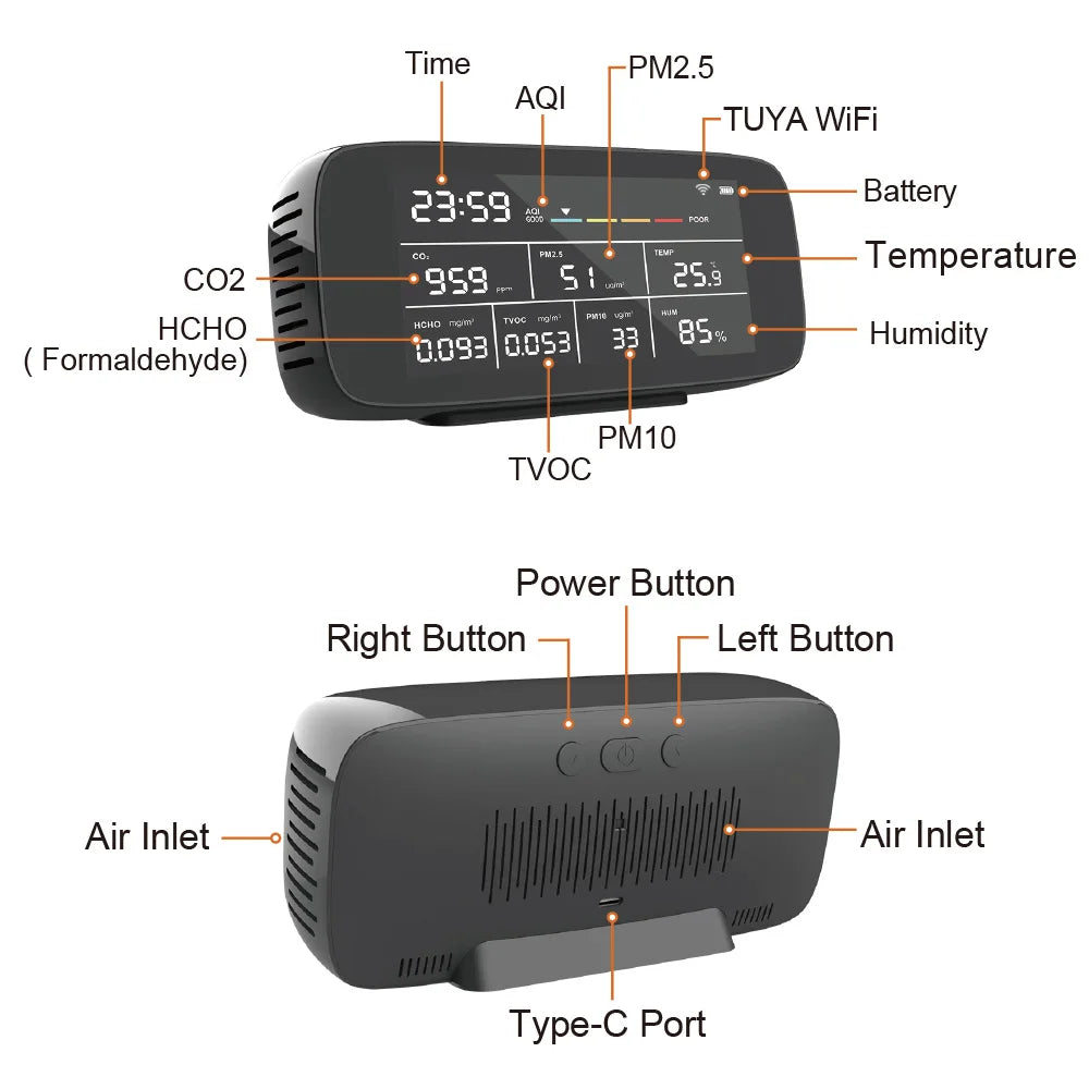Dienmern 9 In 1 Multi Gas Detector &ndash; WiFi Tuya Ready