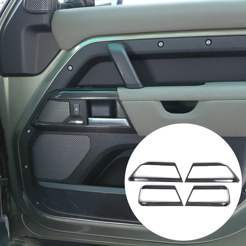 Decoração de Punho de Porta em Fibra de Carbono Real para Defender 90 110