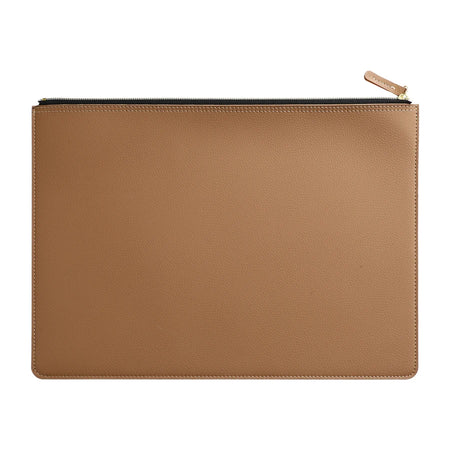 Premium Leather A4 Document Organizer &amp; Business Portfolio with Zipper khaki