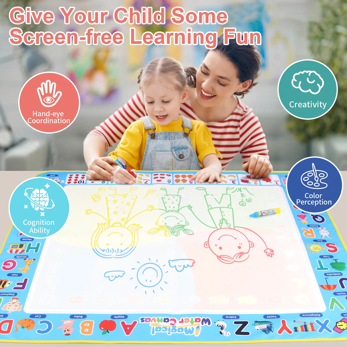Coolplay Water Doodle Mat &ndash; Reusable Magic Pens for Creative Learning