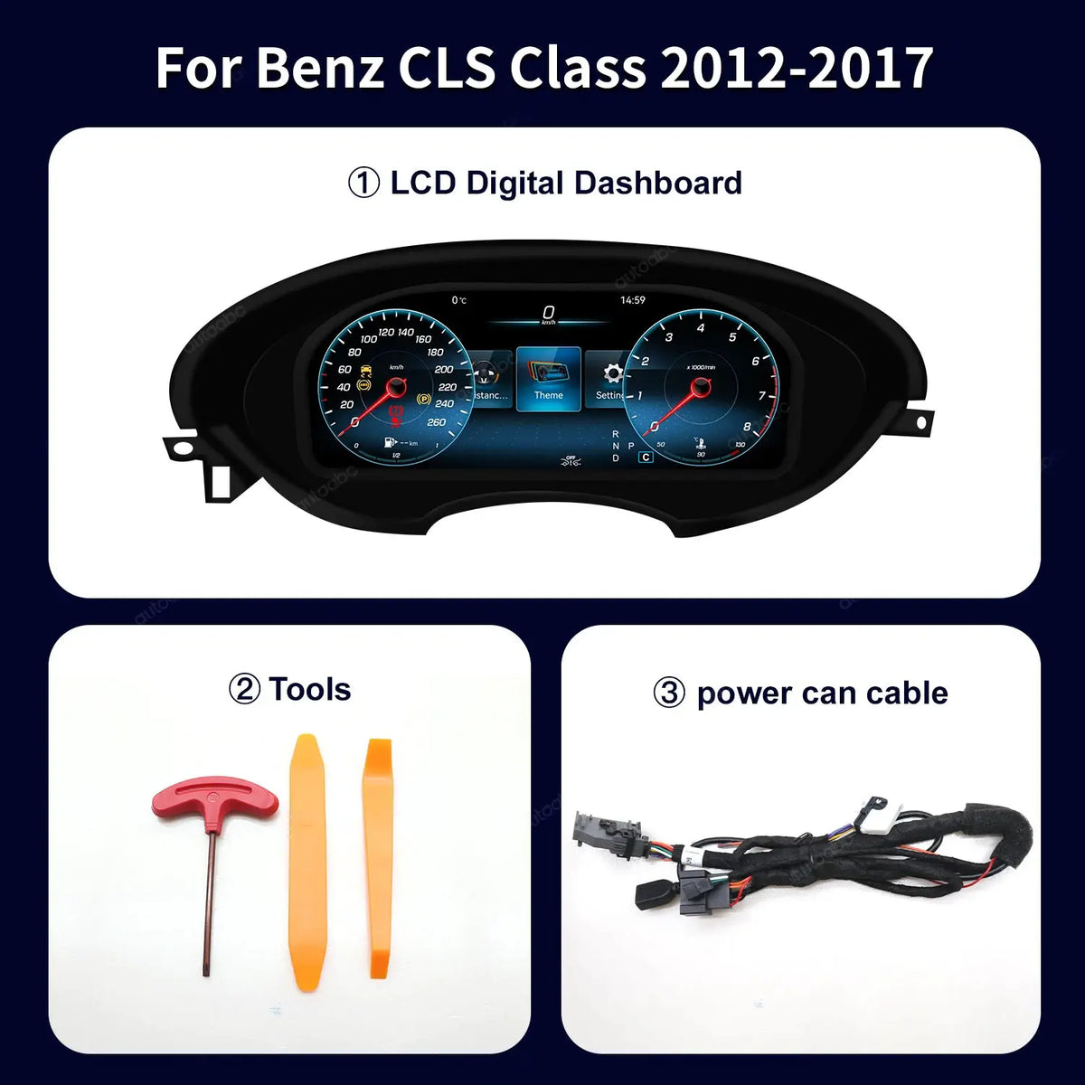 12.3 "1720*720 LCD Digital Dashboard Cluster Wireless CarPlay Android Auto For Benz CLS 2012-2017year support Steering wheel by InterCyprus Trading Ltd