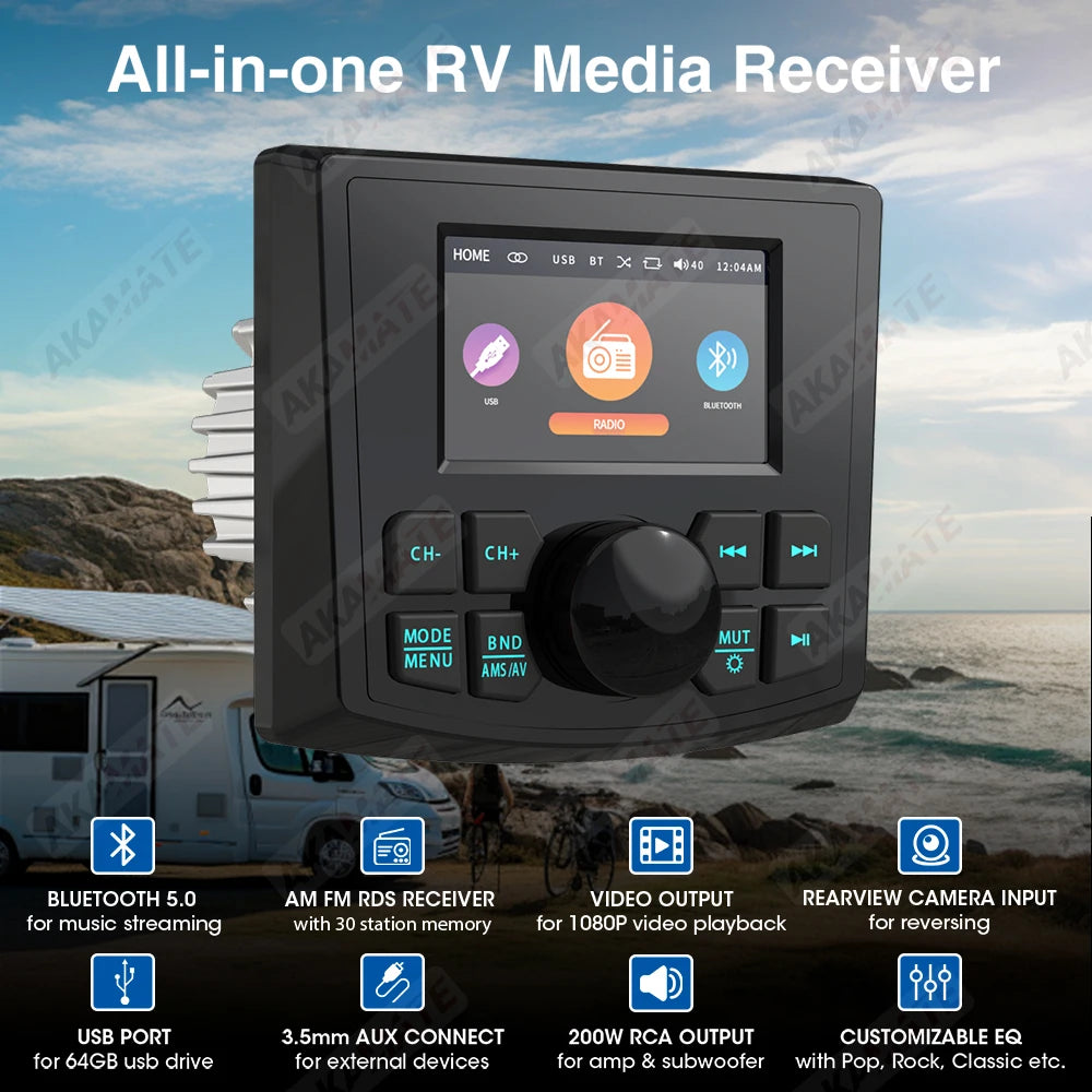 MP5 Radio MS-52RV-1 &ndash; Waterproof IPX5 Bluetooth Receiver