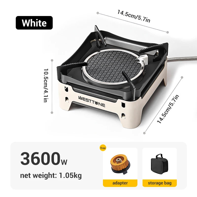 WESTTUNE Outdoor Infrared Combustion Stove &ndash; Powerful 3600W Cooking Performance White