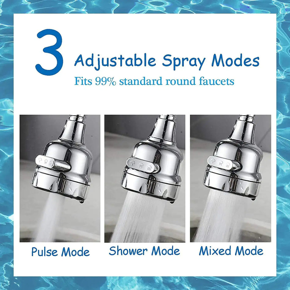 Аератор за кран от неръждаема стомана с 2 до 3 режима, 360-градусов въртящ се кухненски кран