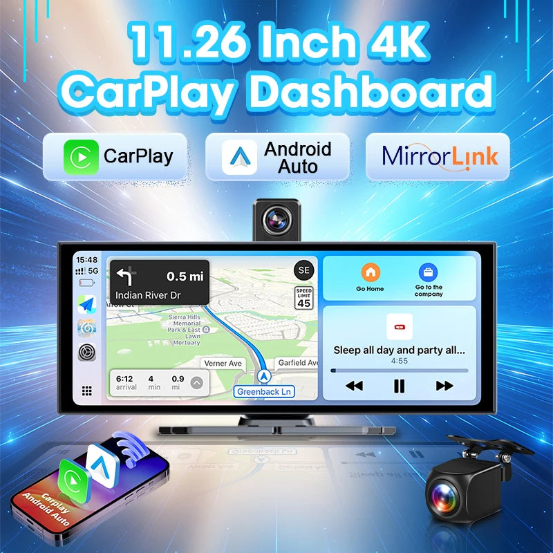 Develuck 11.26 4K Dash Cam ADAS Přední Dvojitá Objektiv CarPlay