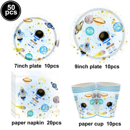 Galaxy Space Balloons Set - 32-Inch Number, Rocket &amp; Astronaut for Boys' Parties Pansy / as shown