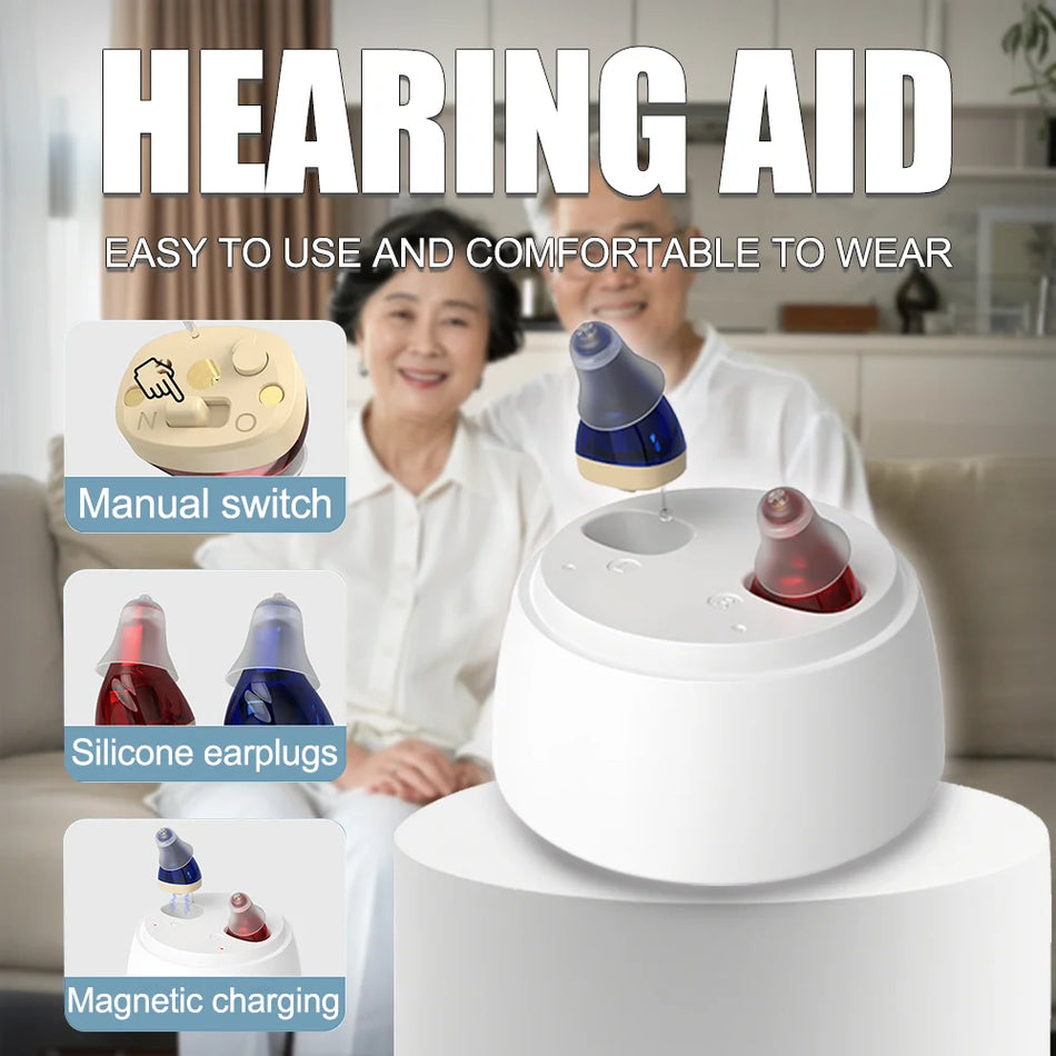 Rechargeable ITE Hearing Aid With Digital Display And Case