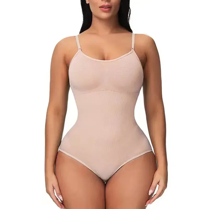 Solid Seamless Shaping Bodysuit for Tummy Control and Butt Lifting apricot / 3XL