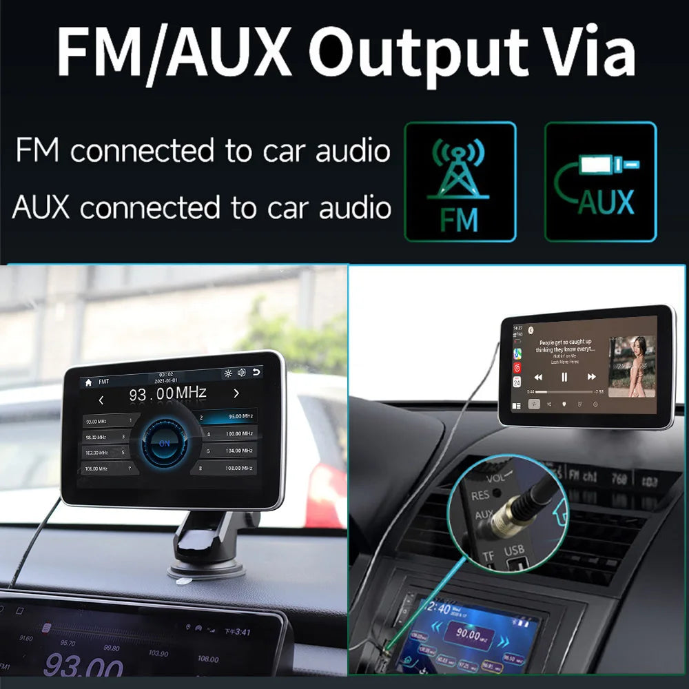 7-Inch Universal Car Radio Multimedia Player with GPS, Wireless CarPlay &amp; Android Auto