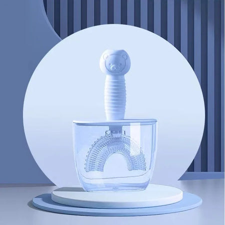 NoEnName_Null U-Shape Silicone Toothbrush for Kids (3-12 Years) A-Blue(2-8)