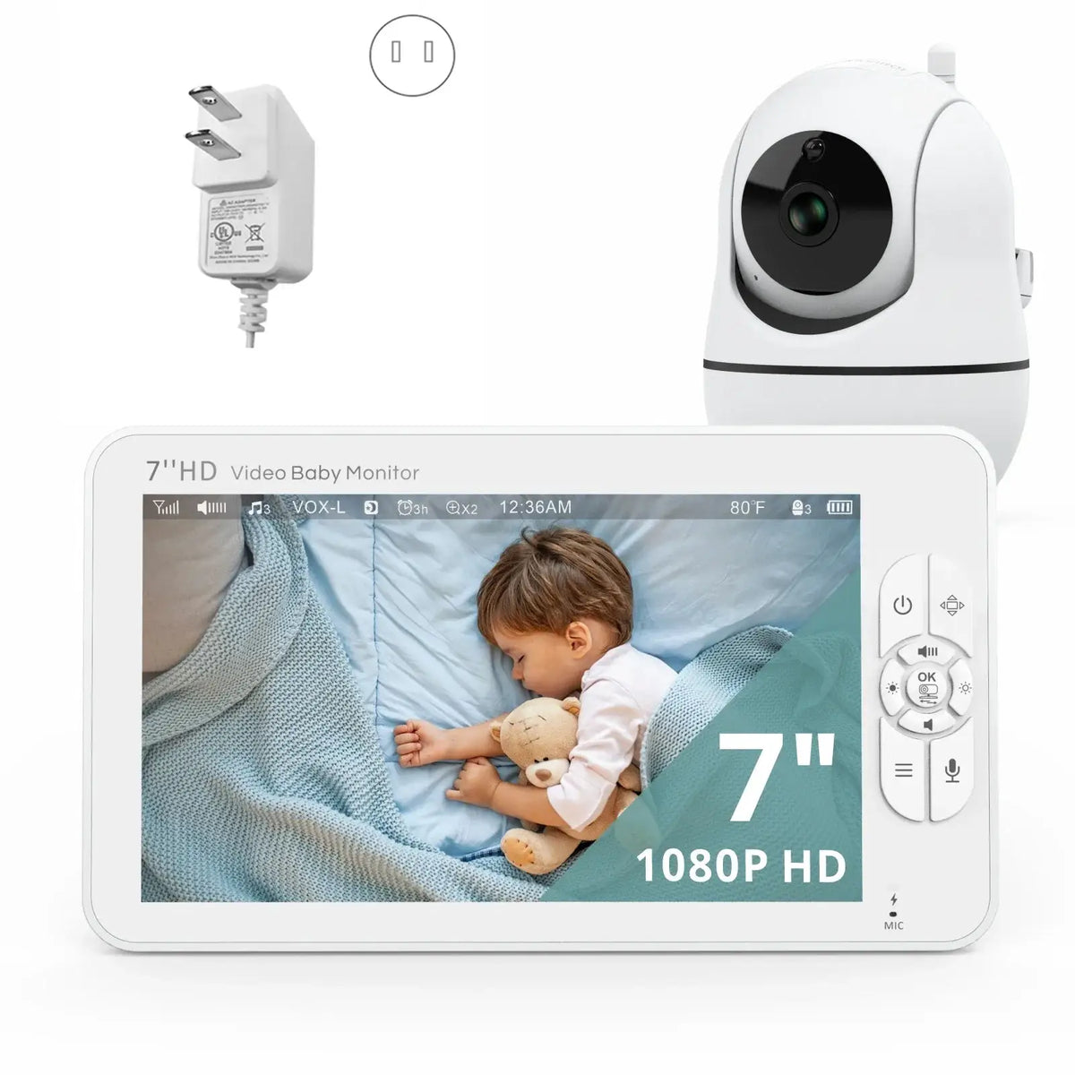 7 Inch 1080P Video Baby Monitor With Temp Alert And Dual Camera by InterCyprus Trading Ltd