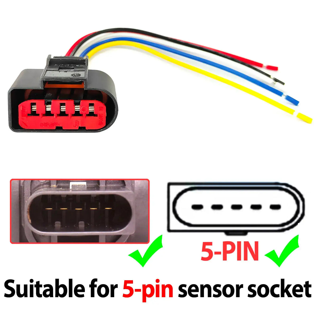 2pcs For VW Sharan Golf Bora Polo Passat Touran Jetta Caddy T5 MAF Mass Air Flow Meter Sensor Connector Plug Wiring 1J0973775A by InterCyprus Trading Ltd