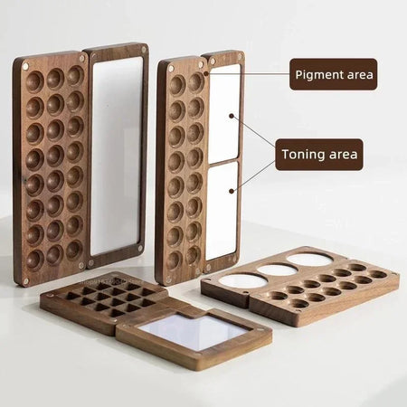 Wooden Mini Watercolor Paint Box Palette &ndash; Portable