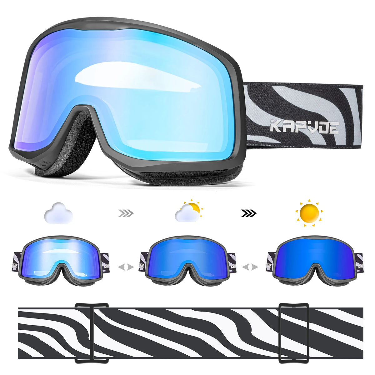 KAPVOE K0705 Goggles &ndash; Photochromic UV Protection for Sports DZ-K0705-PH-BL-21
