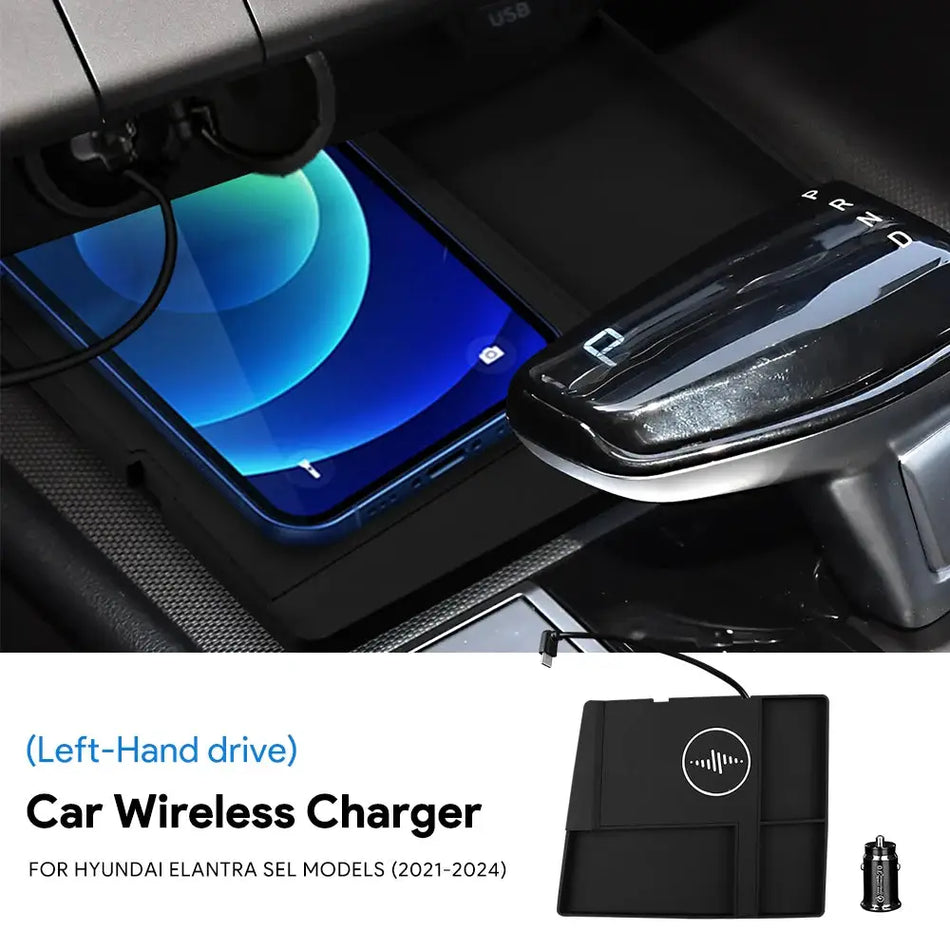 Car Wireless Phone Charger for Hyundai Elantra SEL Avante CN7 2021-2024 With 15W Fast Charge by InterCyprus Trading Ltd