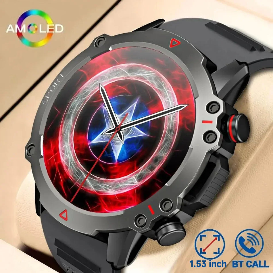 AMOLED Rugged Smartwatch With Bluetooth Call, Fitness Tracker