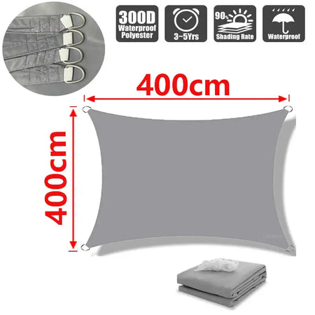 GFDYML Waterproof Sun Shade Sail for Gardens and Terraces Grey 400x400cm