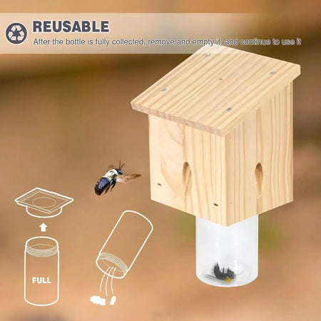 Carpenter Bee Trap Reusable Wood Insect Catcher &ndash; Non-Toxic