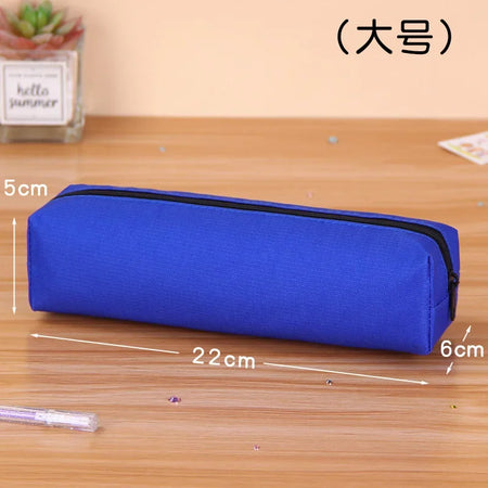Kawaii Large Capacity Pencil Case - Durable Fabric School Supplies dark blue