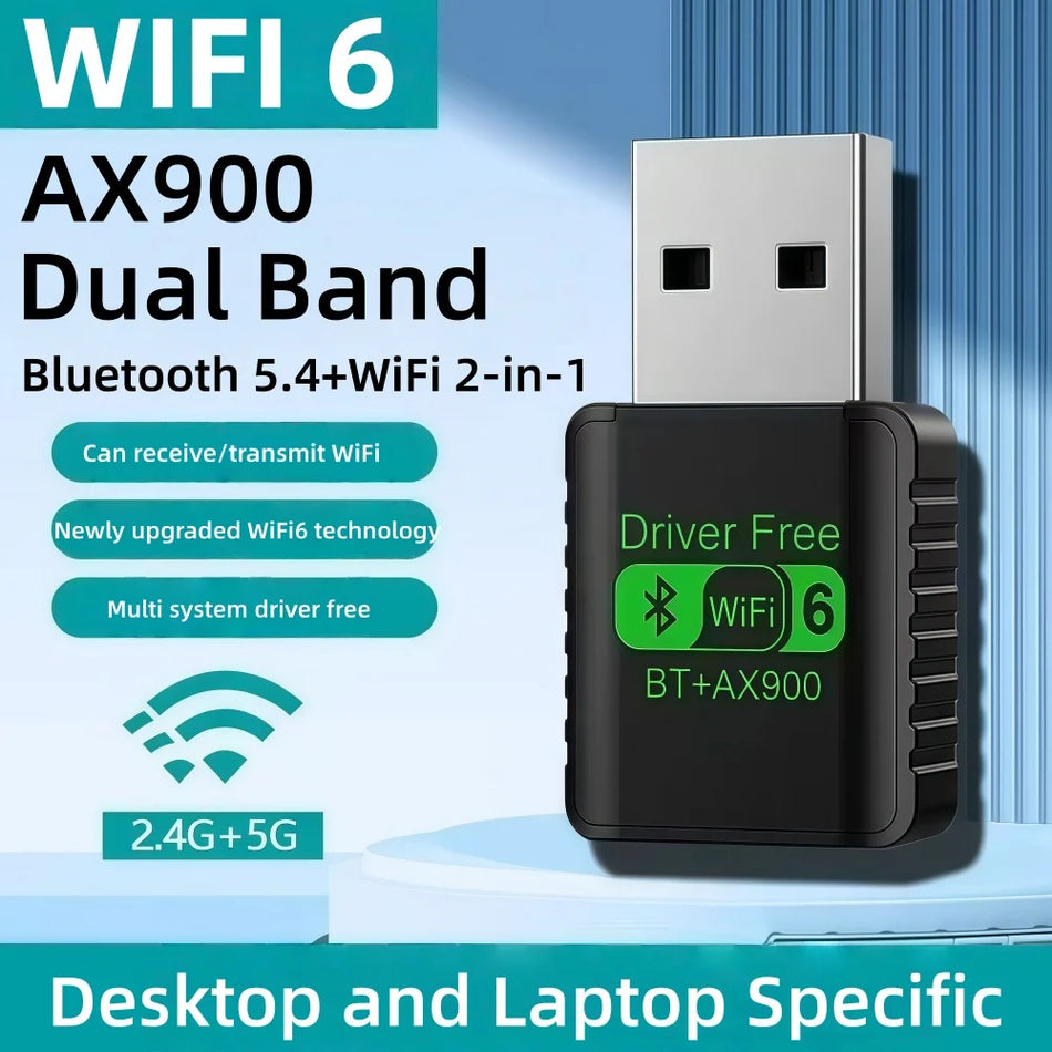 AX900 WiFi 6 USB Αντάπτορας Διπλής Ζώνης 2.4 και 5 GHz Bluetooth 5.4 Για Windows