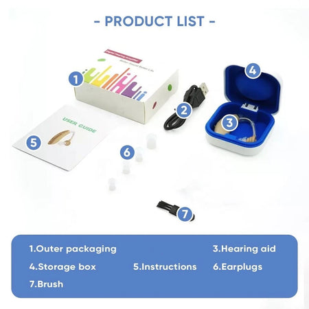 2025 Cheap Hearing Aid BTE &ndash; Rechargeable Adjustable Tone
