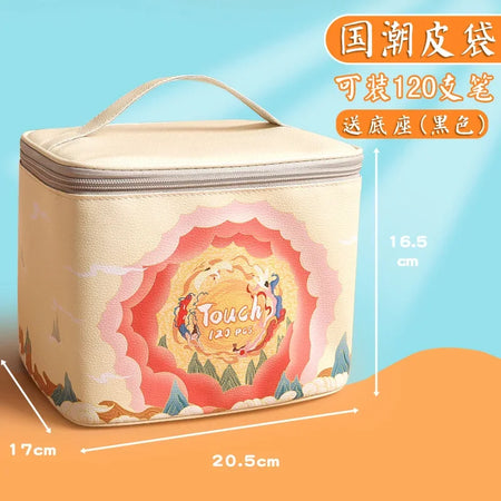 Large-Capacity Waterproof Marker Storage Bag - 210 Slot with Textured Leather Design guo chao-120 grids