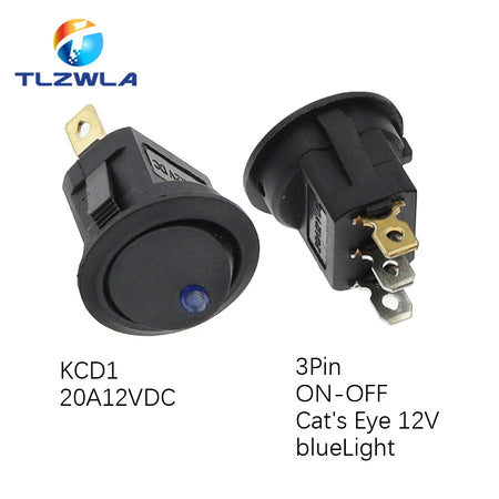 TLZWLA Round Rocker Switch &ndash; LED Illuminated Design for Versatile Usage 3Pin Blue light