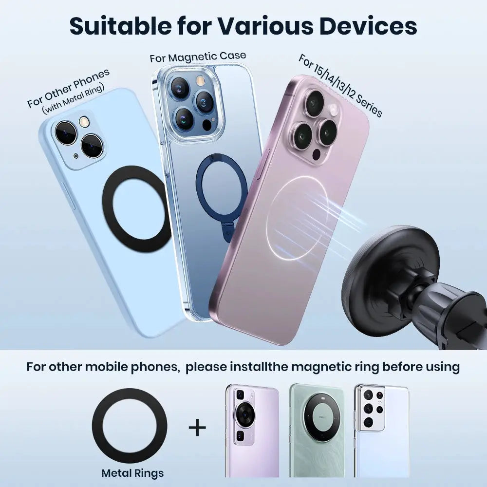 TOPK for Magsafe Car Phone Holder,Powerful Magnetism Premium Quality Single-Hand Operation Metal Hook Magnetic Car Phone Mount by InterCyprus Trading Ltd
