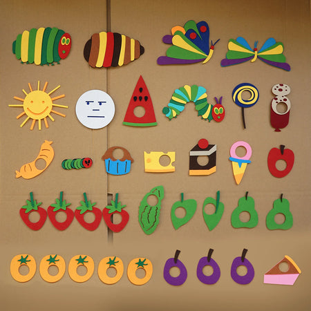 Montessori Life Cycle Caterpillar Felt Set &ndash; Story Cards 35pcs