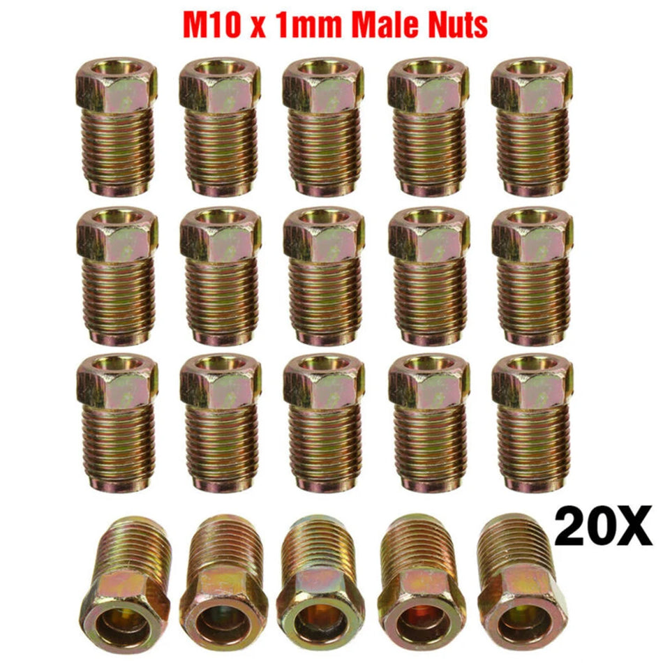 Ensemble de raccords de ligne de frein pour tubes en cuivre de 3/16 pouce, revêtement en zinc, 20 pièces