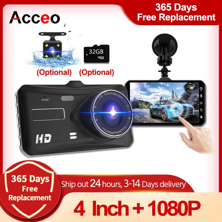 ACCEO 4.0 Inch Dashcam &ndash; Dual Lens 1080P Night Vision