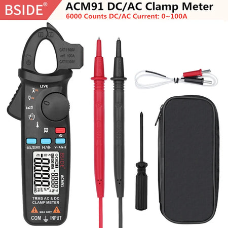 BSIDE ACM92 Auto Range Clamp Digital Ammeter &ndash; True RMS AC DC Current Measurement ACM91-Black-DC AC / CHINA