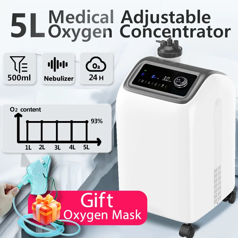 5L Portable Oxygen Concentrator With Atomizer &ndash; For Elderly